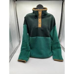 The North Face Women’s XL Fleece Pullover Colorblock Snap Button Green